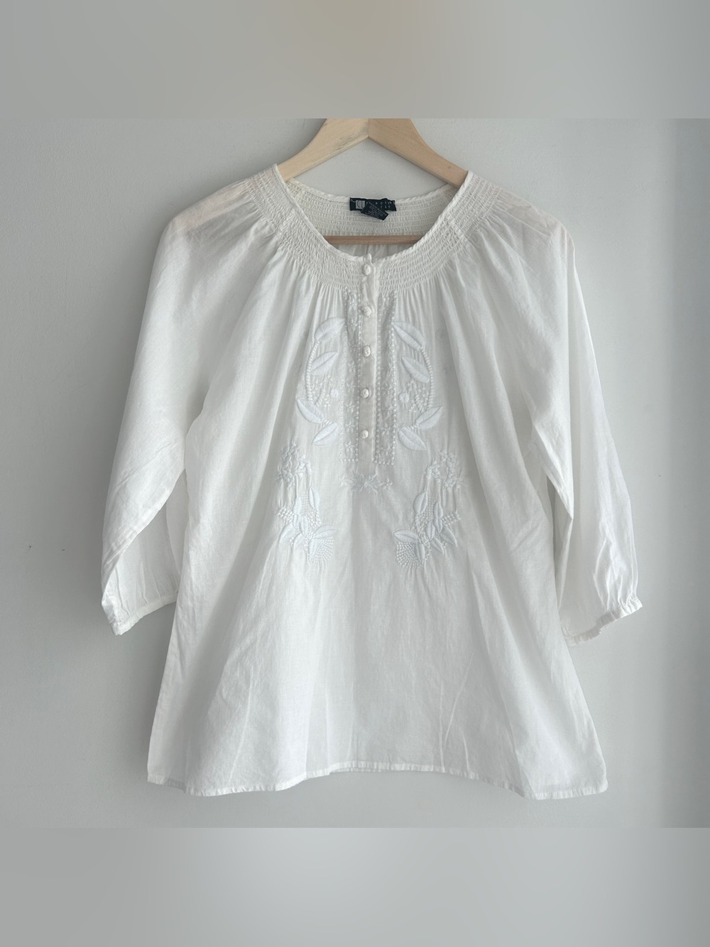 Carole Little White Embroidered Peasant Tunic